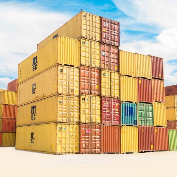 assorted-color filed intermodal containers